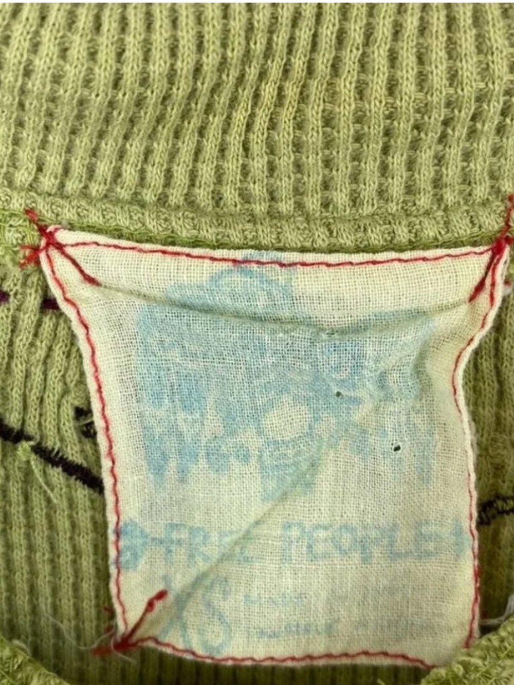 RARE Free People Green embroidered & Beaded Full-Zip Light Hoodie XS - Picture 7 of 7